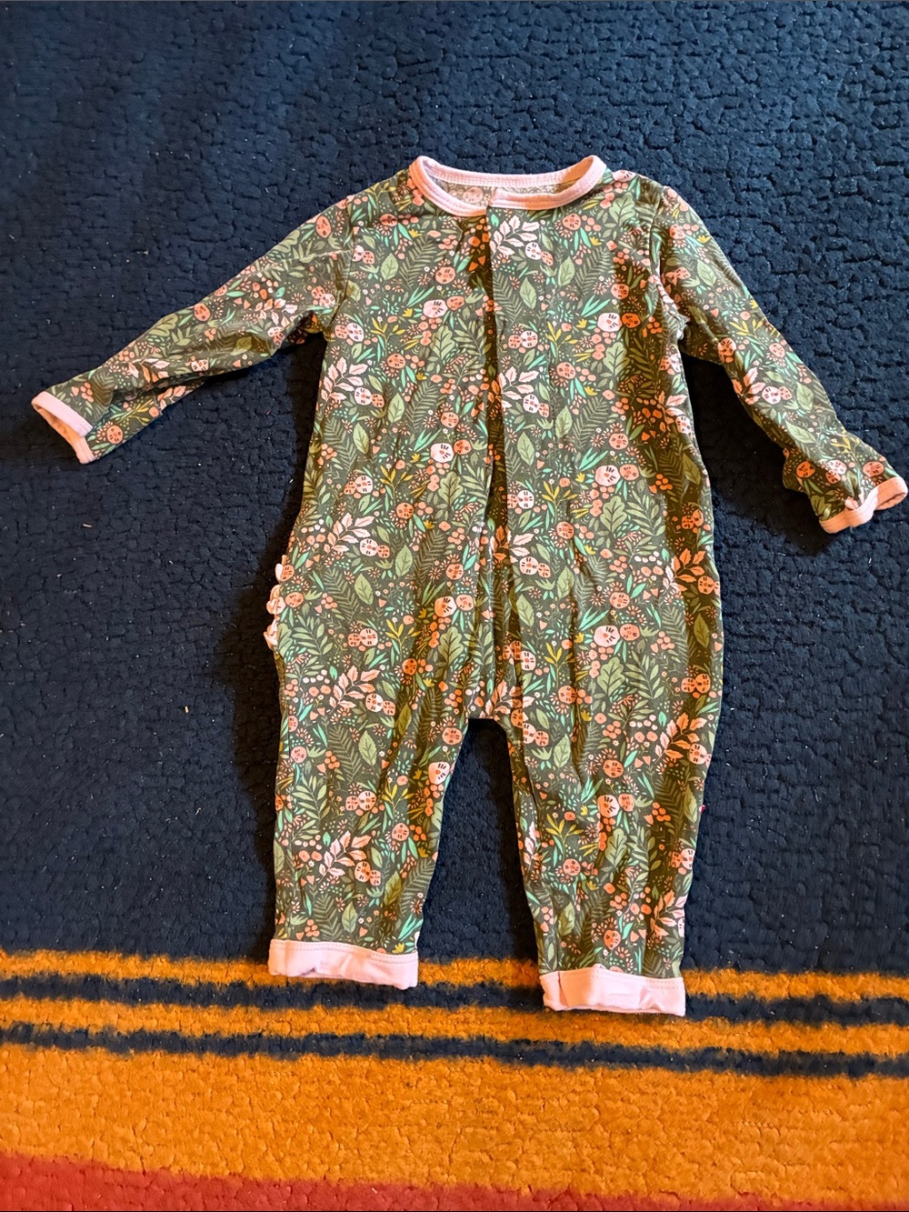 Magnetic Me Green Floral One-Piece with Pink Trim
